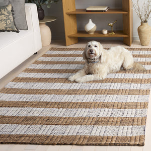 Safavieh Natural Hand-Woven Jute Runner In Ivory Plaid — Durable 85% Jute, Cozy 7/8" Pile, Rustic Elegance 2'-3" x 8'-0" NF575A-28