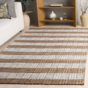 Safavieh Natural Hand-Woven Jute Blend Rug — Subtle Ivory Plaid, Coastal Rustic Charm, Durable Comfort 5'-0" x 8'-0" NF575A-5