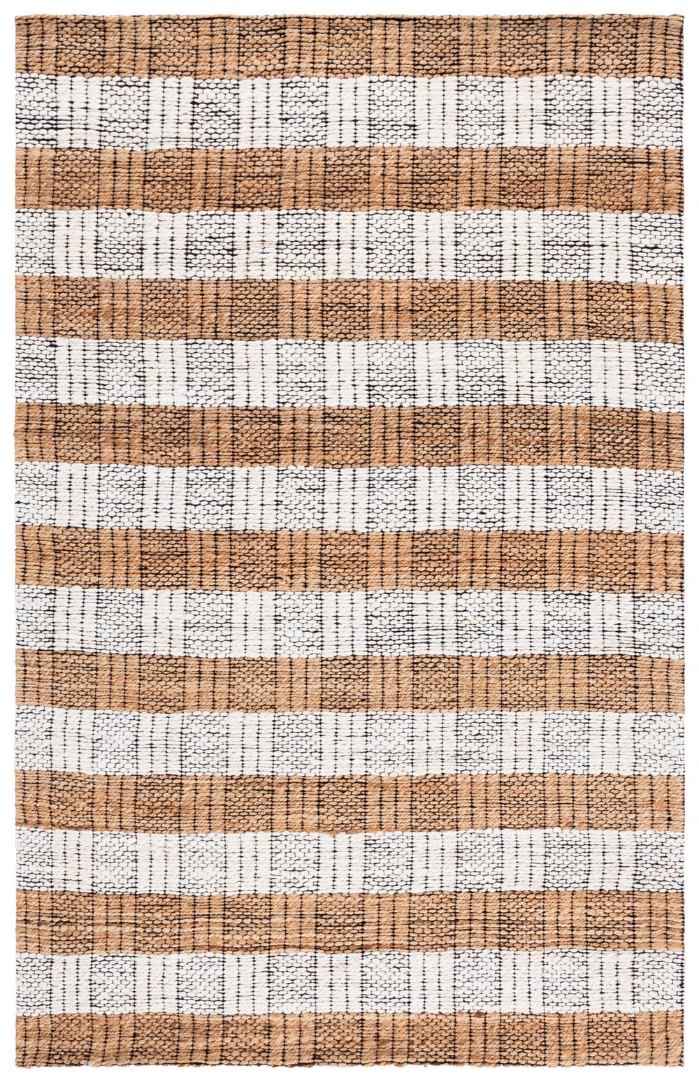 Safavieh Natural Hand-Woven Jute Blend Rug — Subtle Ivory Plaid, Coastal Rustic Charm, Durable Comfort 5'-0" x 8'-0" NF575A-5