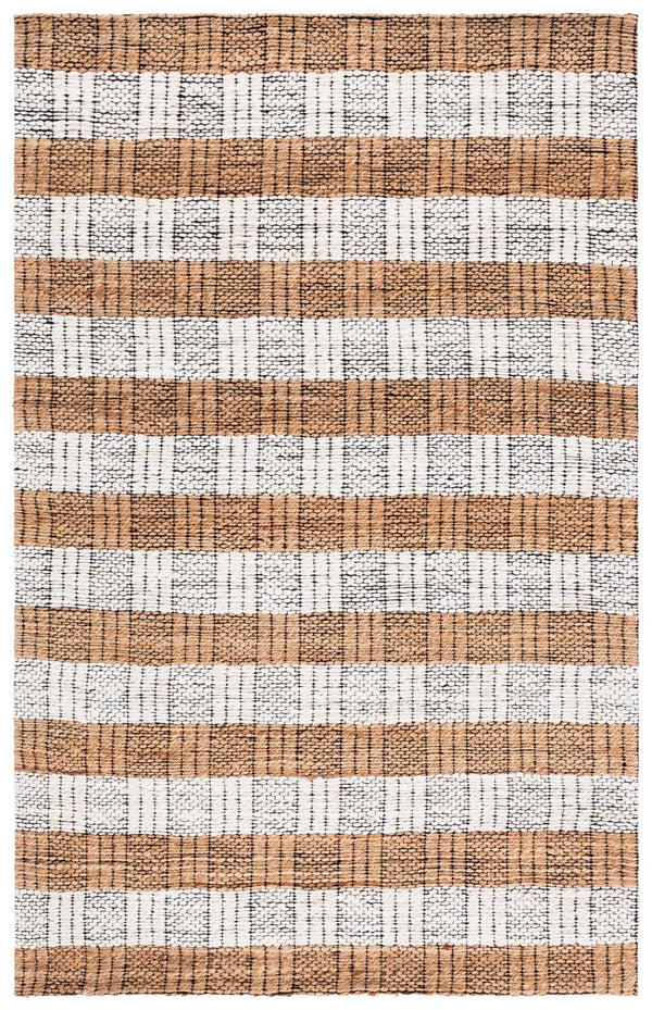 Safavieh Natural Hand-Woven Jute Runner In Ivory Plaid — Durable 85% Jute, Cozy 7/8" Pile, Rustic Elegance 2'-3" x 8'-0" NF575A-28