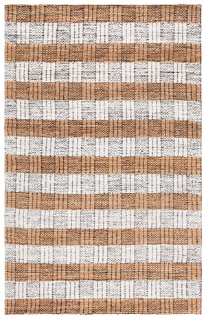 Safavieh Natural Hand-Woven Jute Ivory Area Rug — Rustic Plaid Jacquard, 7/8" Pile, Coastal Farmhouse Texture 4'-0" x 6'-0" NF575A-4