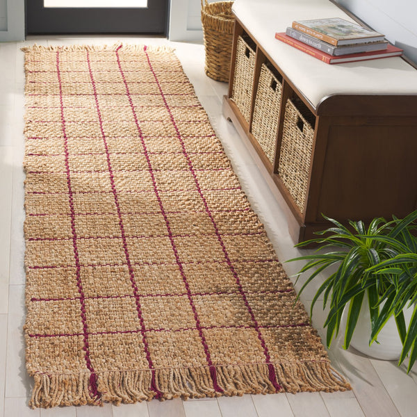 Safavieh Natural Fiber Runner Area Rug - Handwoven Jute Elegance For Timeless Home Decor And Style Natural ,Wine Jute Nf602s-28