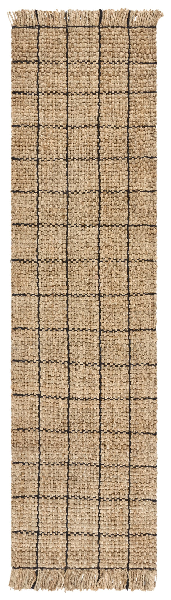 Safavieh Natural Handwoven Jute Area Rug With Black Geometric Accents — Eco-Friendly, Low-Profile Texture 5'-0" x 8'-0" NF602Z-5