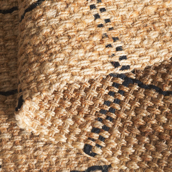 Safavieh Natural Handwoven Jute Area Rug With Black Geometric Accents — Eco-Friendly, Low-Profile Texture 5'-0" x 8'-0" NF602Z-5