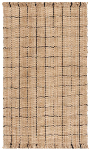 Safavieh Natural Handwoven Jute Area Rug With Black Geometric Accents — Eco-Friendly, Low-Profile Texture 5'-0" x 8'-0" NF602Z-5