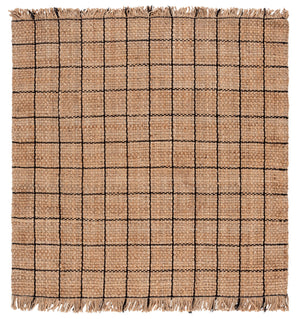 Safavieh Natural Handwoven Jute Area Rug With Black Geometric Accents — Eco-Friendly, Low-Profile Texture 5'-0" x 8'-0" NF602Z-5
