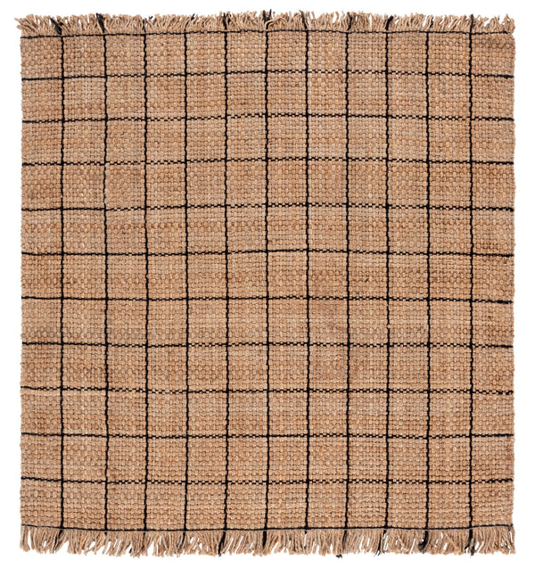 Safavieh Natural Handwoven Jute Area Rug With Black Geometric Accents — Eco-Friendly, Low-Profile Texture 5'-0" x 8'-0" NF602Z-5
