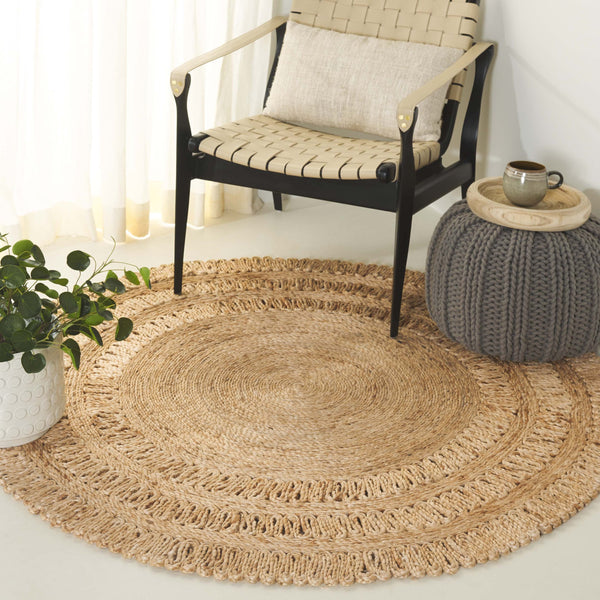 Safavieh Natural Jute Area Rug - Hand-woven Round Design From India, Perfect For Any Home Decor Style Natural Jute Nf604a-5r