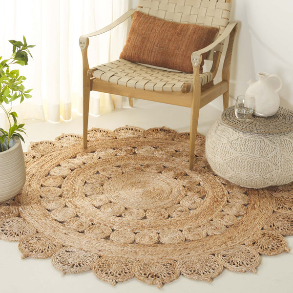 Safavieh Natural Jute Round Area Rug - Hand Woven Artistry, Earthy Elegance, And Sustainable Home Décor Natural Jute Nf605a-5r