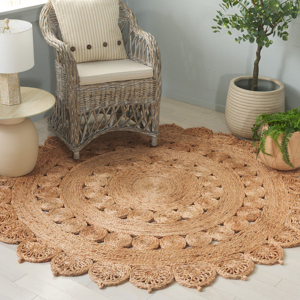 Safavieh Natural Jute Round Area Rug - Hand Woven Artistry, Earthy Elegance, And Sustainable Home Décor Natural Jute Nf605a-6r