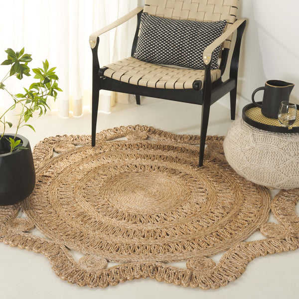 Safavieh Natural Hand Woven Jute Round Area Rug - Eco-friendly, Elegant Design For Stylish Home Decor Natural Jute Nf606a-5r