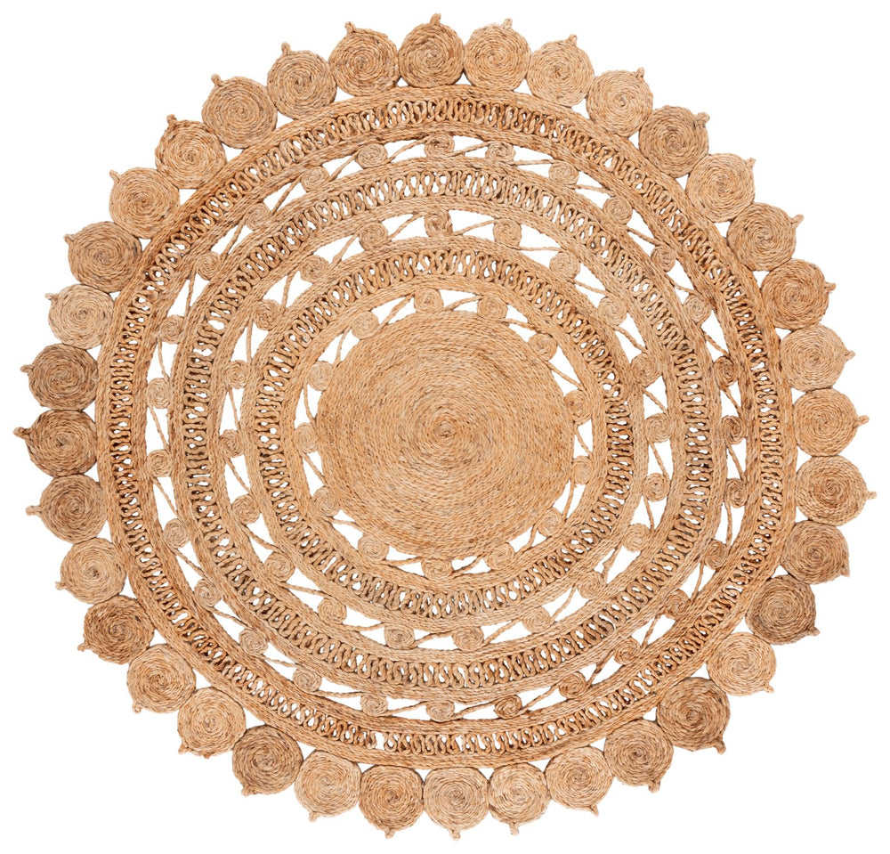 Safavieh Natural Round Jute Area Rug - Handwoven, Earthy Elegance Enhances Any Room's Aesthetic Charm Natural Jute Nf607a-6r