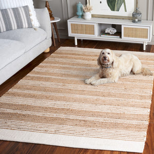 Safavieh Natural Fiber Handwoven Area Rug - Elegant 4x6 Design For Cozy Home Decor, Crafted In India Natural ,Ivory 70% Jute,20% Wool,10% Cotton Nf608a-4