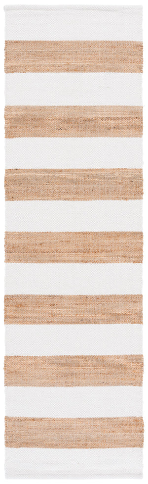 Safavieh Natural Handwoven Jute Wool Cotton Rug In Ivory Stripe — Low-Profile, Durable Coastal Accent 4X6 4'-0" x 6'-0" NF609A-4