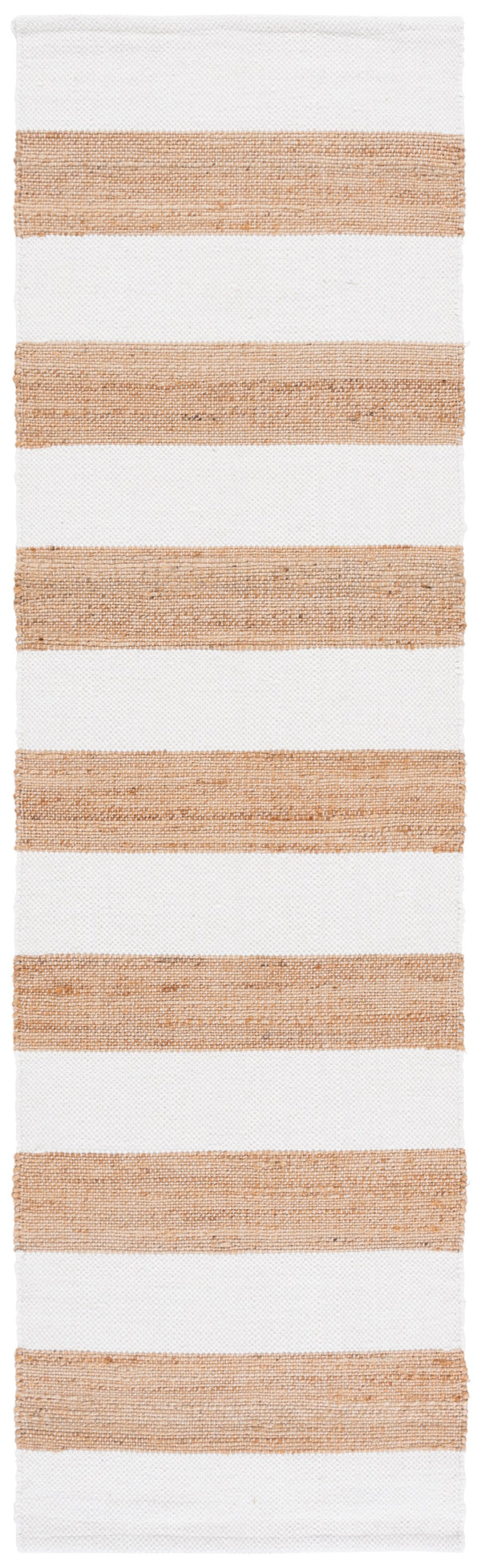 Safavieh Natural Handwoven Jute Wool Cotton Rug 5X8, Low-Profile Ivory Striped Area Rug For Living Room 5'-0" x 8'-0" NF609A-5