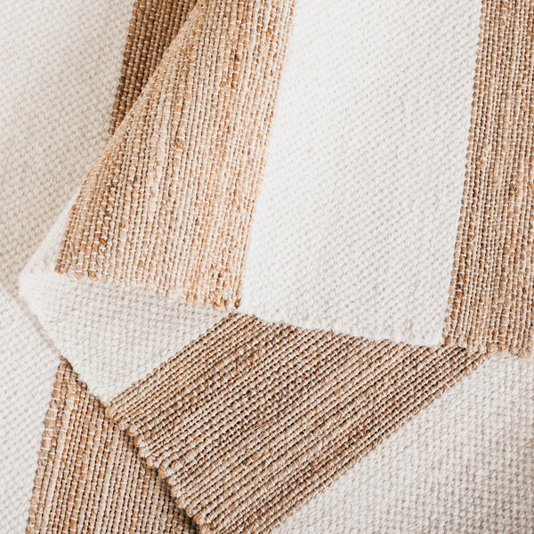 Safavieh Natural Handwoven Jute Wool Cotton Rug 5X8, Low-Profile Ivory Striped Area Rug For Living Room 5'-0" x 8'-0" NF609A-5