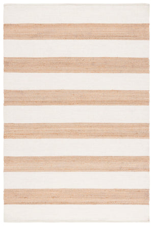 Safavieh Natural Handwoven Jute Wool Cotton Rug In Ivory Stripe — Low-Profile, Durable Coastal Accent 4X6 4'-0" x 6'-0" NF609A-4