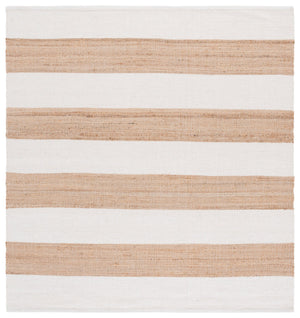 Safavieh Natural Handwoven Jute Wool Cotton Rug In Ivory Stripe — Low-Profile, Durable Coastal Accent 4X6 4'-0" x 6'-0" NF609A-4