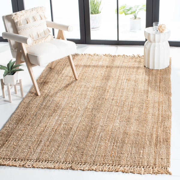 Safavieh Natural Fiber Area Rug With Hand Woven Jute, Chic Fringe Border For Sustainable Home Decor Style Natural Jute Nf809a-222