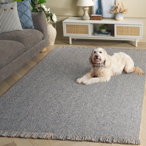 Safavieh Natural Fiber 842n Navy With Fringes Navy 60% Wool & 40% Jute Nf842n-5