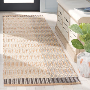 Safavieh Natural Hand Woven Area Rug – Timeless Jute & Cotton Blend For Elegant Home Décor And Comfort Natural ,Charcoal Jute And Cotton Nf852h-6