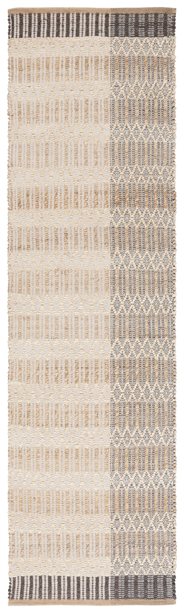 Safavieh Natural Hand Woven Area Rug – Timeless Jute & Cotton Blend For Elegant Home Décor And Comfort Natural ,Charcoal Jute And Cotton Nf852h-6