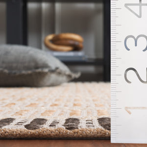 Safavieh Natural Hand Woven Area Rug – Timeless Jute & Cotton Blend For Elegant Home Décor And Comfort Natural ,Charcoal Jute And Cotton Nf852h-6