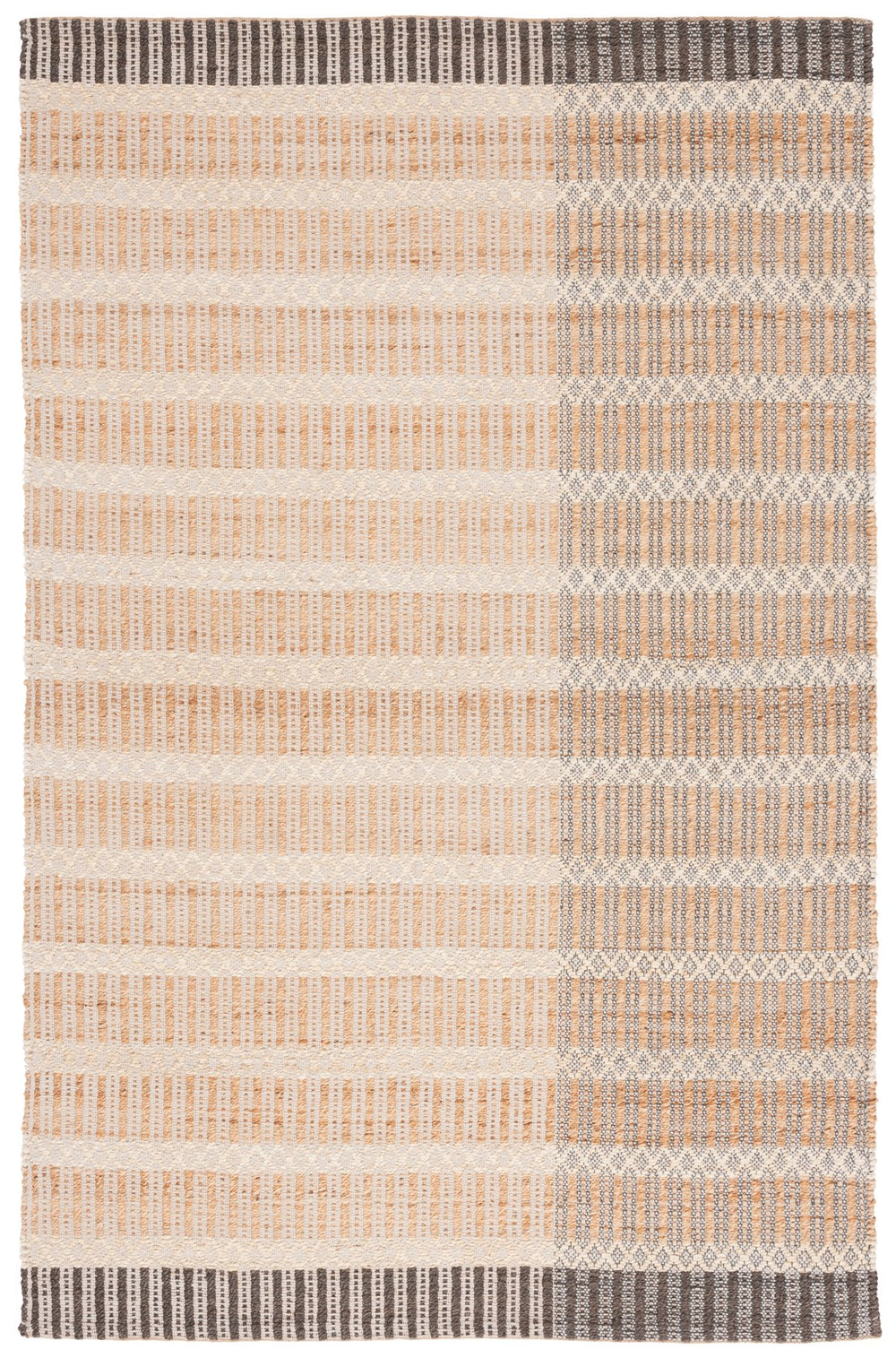 Safavieh Natural Hand Woven Area Rug – Timeless Jute & Cotton Blend For Elegant Home Décor And Comfort Natural ,Charcoal Jute And Cotton Nf852h-6