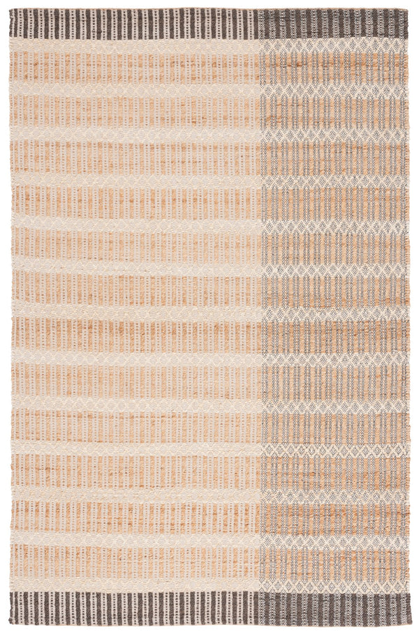 Safavieh Natural Hand Woven Area Rug – Timeless Jute & Cotton Blend For Elegant Home Décor And Comfort Natural ,Charcoal Jute And Cotton Nf852h-6