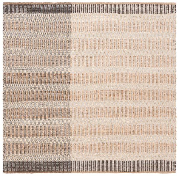 Safavieh Natural Hand Woven Area Rug – Timeless Jute & Cotton Blend For Elegant Home Décor And Comfort Natural ,Charcoal Jute And Cotton Nf852h-6