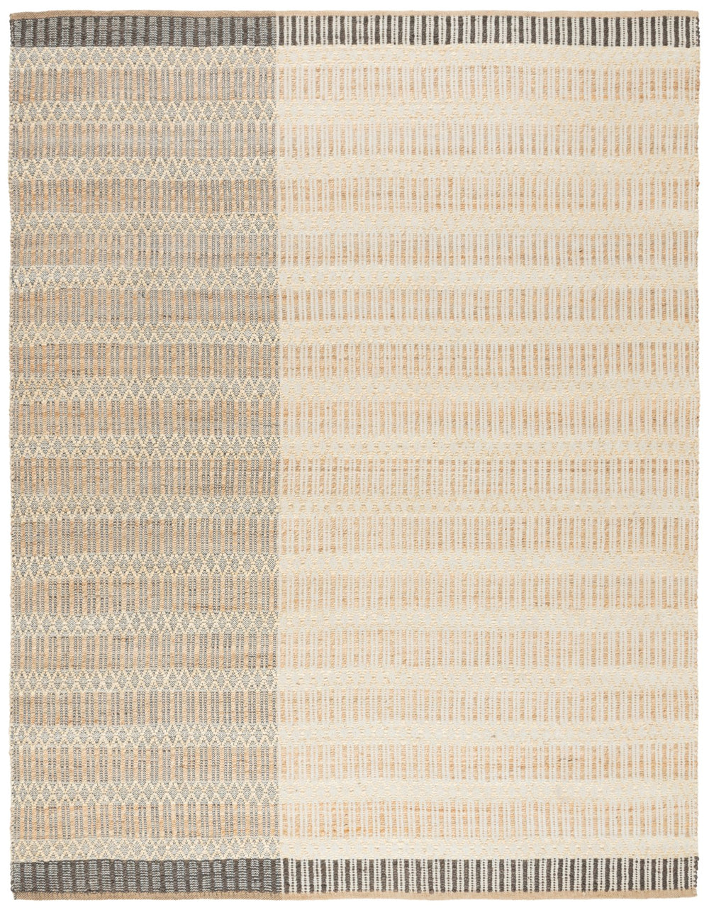 Safavieh Natural Hand Woven Area Rug – Timeless Jute & Cotton Blend For Elegant Home Décor And Comfort Natural ,Charcoal Jute And Cotton Nf852h-6