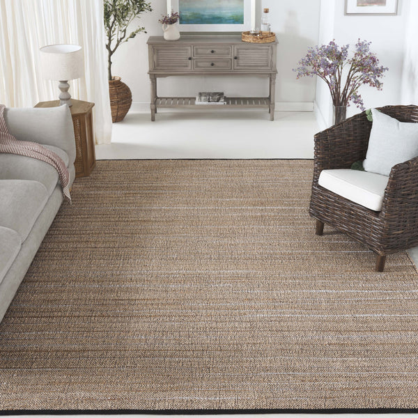 Safavieh Natural Fiber Handcrafted Area Rug In Earthy Hues - Durable Jute & Cotton For Timeless Elegance Light Brown ,Beige 80% Jute,20% Cotton Nf863c-5