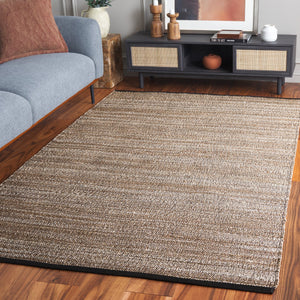 Safavieh Natural Fiber Area Rug In Elegant Taupe With Timeless Striped Pattern For Stylish Home Decor Taupe ,Bleach 80% Jute,20% Cotton Nf865e-6
