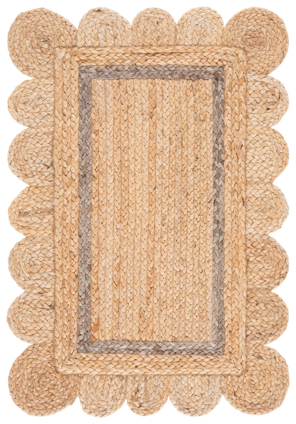 Safavieh Natural Handwoven Jute Area Rug In Subtle Grey Tones — Low-Profile Coastal Texture For Entryways 3'-0" x 5'-0" NF896F-3