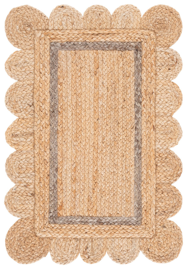 Safavieh Natural Handwoven Jute Area Rug In Subtle Grey Tones — Low-Profile Coastal Texture For Entryways 3'-0" x 5'-0" NF896F-3