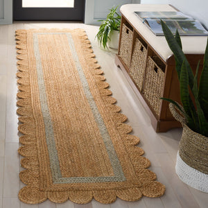 Safavieh Natural Hand-Woven Jute Area Rug In Light Blue & Natural — Coastal Texture, Eco-Friendly Craftsmanship 9'-0" x 12'-0" NF896L-9