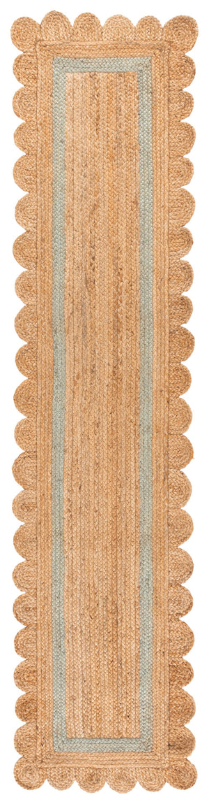 Safavieh Natural Handwoven Jute Runner In Light Blue Accents For Hallways, Coastal Minimalist Elegance 2'-3" x 9'-0" NF896L-29