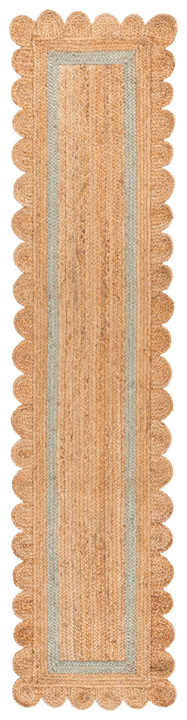 Safavieh Natural Handwoven Jute Runner In Light Blue Accents For Hallways, Coastal Minimalist Elegance 2'-3" x 9'-0" NF896L-29