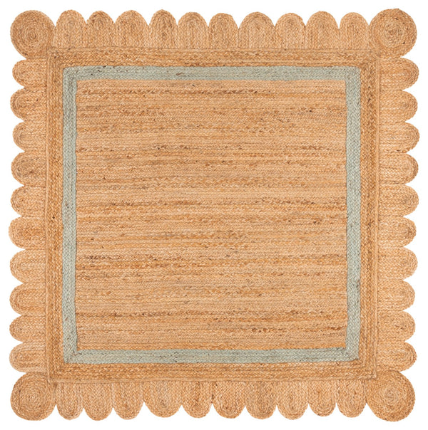 Safavieh Natural Coastal Hand-Woven Jute Rug In Light Blue Accents — Low-Profile, Eco-Friendly Texture For Living Rooms 6'-0" x 9'-0" NF896L-6