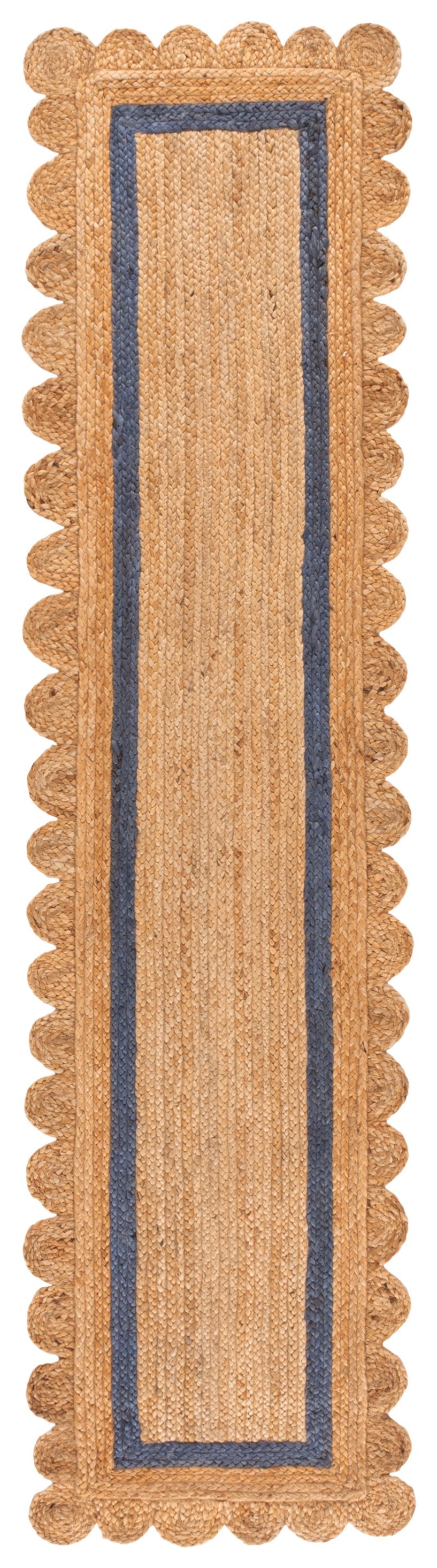 Safavieh Natural Handwoven Jute Rug In Soothing Blue & Natural Tones — Low-Profile Coastal Texture For High-Traffic Rooms 4'-0" x 6'-0" NF896M-4