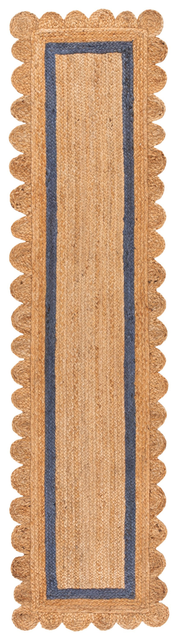 Safavieh Natural Hand-Woven Jute Rug In Blue & Natural Tones — Coastal, Low-Profile Texture For Living Rooms 3'-0" x 5'-0" NF896M-3