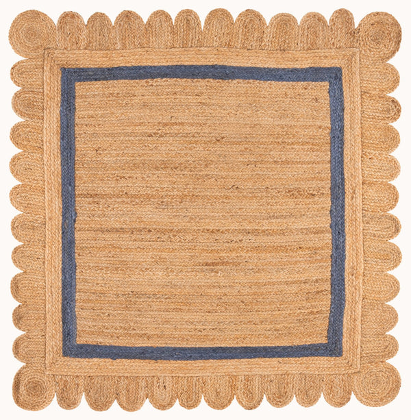 Safavieh Natural Hand-Woven Jute Runner In Blue Accent — Coastal, Low-Profile Durable Texture For Entryways 2'-3" x 9'-0" NF896M-29