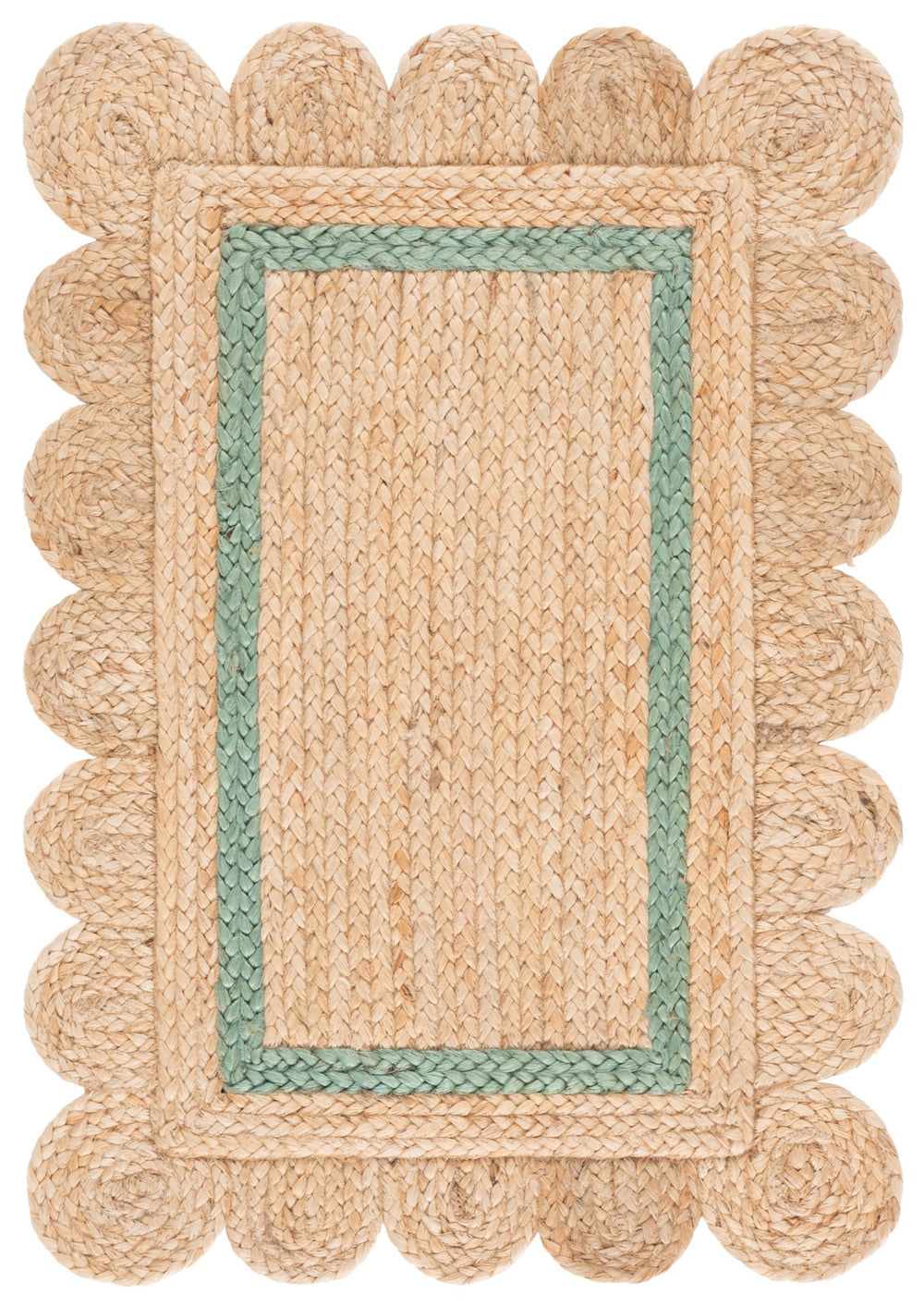 Safavieh Natural Hand-Woven Jute Rug Light Green — Coastal Minimalist Low-Profile Accent For Entryway Hallway 3'-0" x 5'-0" NF896W-3