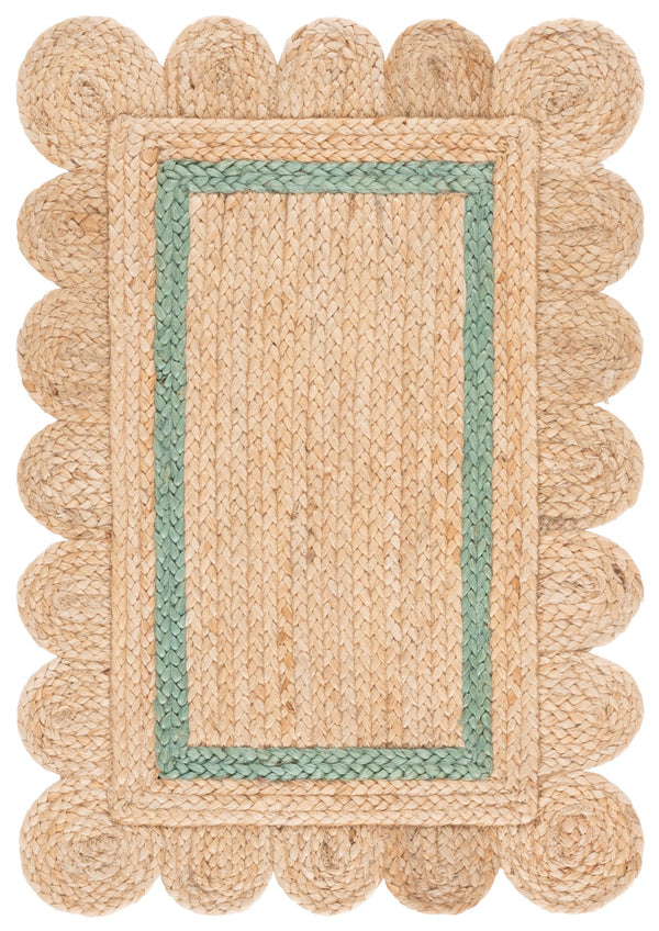 Safavieh Natural Hand-Woven Jute Rug Light Green — Coastal Minimalist Low-Profile Accent For Entryway Hallway 3'-0" x 5'-0" NF896W-3