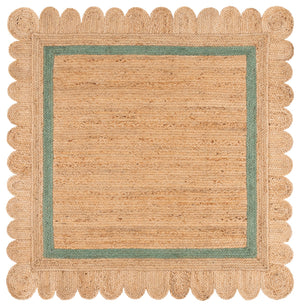 Safavieh Natural Hand-Woven Round Jute Rug With Light Green Accents — Coastal, Durable, Low-Profile Texture 6'-0" x 6'-0" NF896W-6R