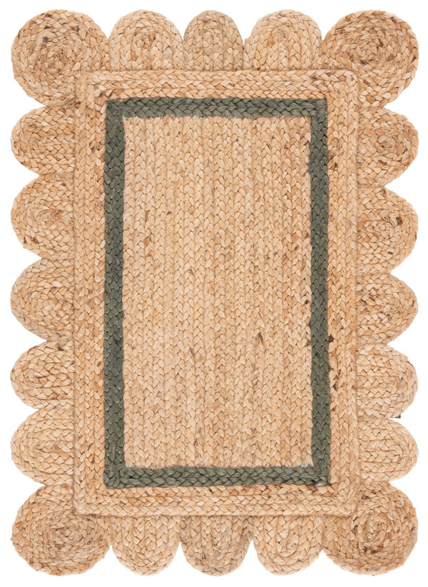 Safavieh Natural Hand-Woven Jute Rug In Olive And Natural Tones — Coastal, Eco-Friendly Texture For Home Touch 6'-0" x 6'-0" NF896X-6SQ