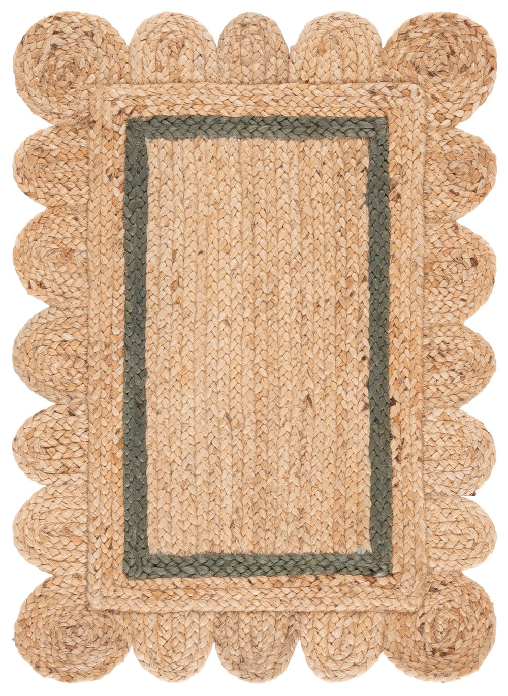 Safavieh Natural Handwoven Jute Round Rug In Olive & Natural Tones — Coastal, Low-Profile, Artisan Crafted 6'-0" x 6'-0" NF896X-6R