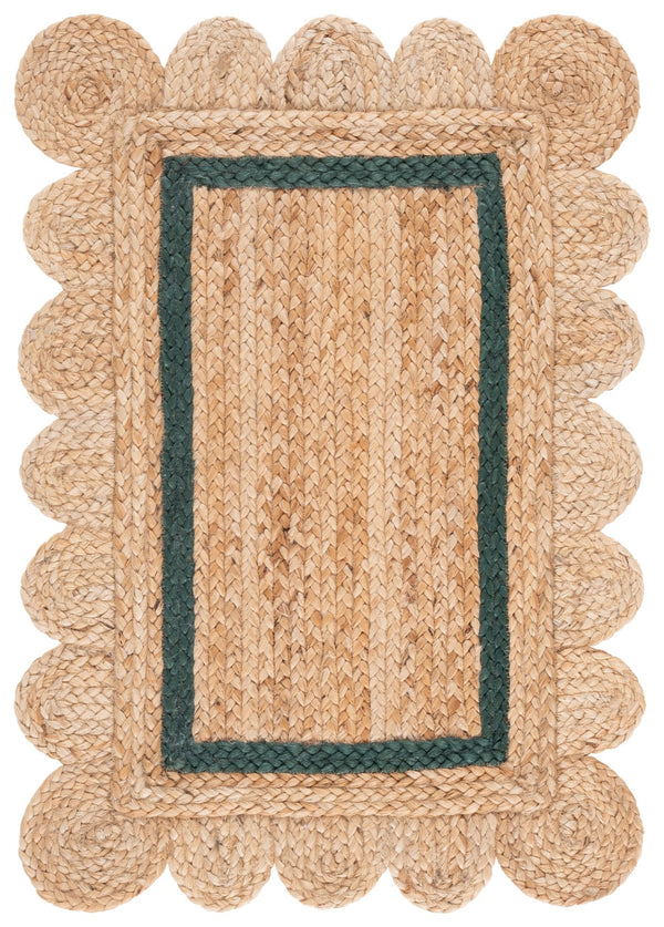 Safavieh Natural Hand-Woven Jute Rug In Calm Dark Green And Natural Tones — Low-Profile, Eco-Friendly Texture 6'-0" x 9'-0" NF896Y-6
