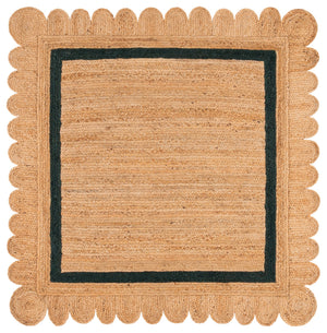 Safavieh Natural Hand‑Woven Jute Rug In Natural & Dark Green — Low‑Profile, Minimalist Coastal Texture For Small Spaces 3'-0" x 5'-0" NF896Y-3