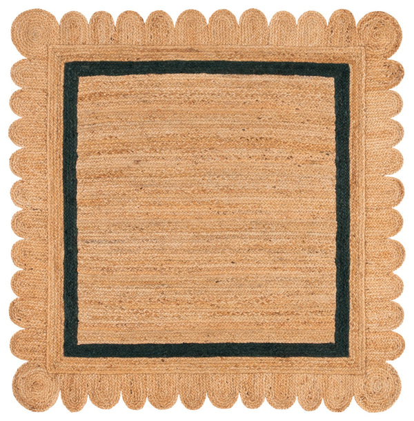 Safavieh Natural Hand‑Woven Jute Rug In Natural & Dark Green — Low‑Profile, Minimalist Coastal Texture For Small Spaces 3'-0" x 5'-0" NF896Y-3